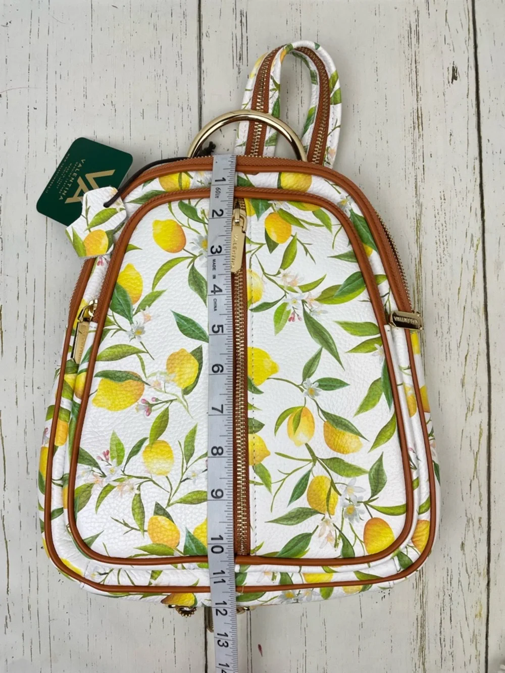 Valentina Pebble Leather Backpack/Sling Bag *Lemon Print *Made In Italy 🍋🇮🇹‎